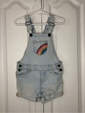 Vigoss Light Blue Denim Rainbow Pocket Short Overalls 4T